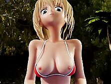 [3D Cartoon Mmd] Peachy Beach Pt One - Bikini Izumi Gets Caught Fingering By Sin Sack,  Gives Him A Suck Job And Fucks Him Like A