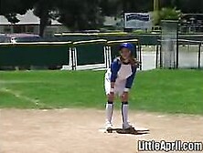 Little April Rubbing Her Pussy At Baseball Field