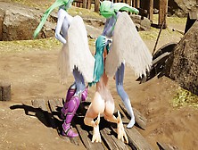 Two Futa Night Elf Fuck A Harpy In The Desert