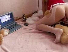 New Year Teddy bear with a dragon cock pleasuring sexy Alice