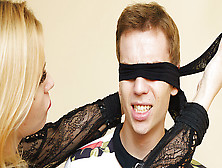 Step Mom Teaches Blindfold Stepson In Anal Fetish