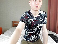 Youthful Guy's Large Cock Orgasm on Cozy Webcam