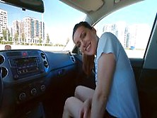 She Loves To Suck Dick In The Car And Swallow Cum.