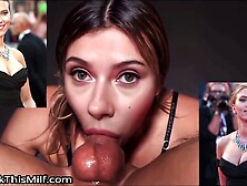 Black Widow Scarlett Johansson chokes on cock and swallows cum1 9