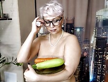MILF Secretary with Zucchini and Carrots in Wet Cougar Twat...  Vaginal Testing of a Cougar Wild ))