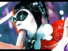Haley Quinn hawk tuah oral sex cartoon