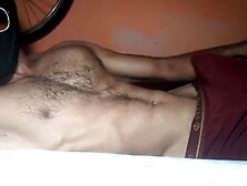 Hawt Dad muscle Boy jerking in daybed