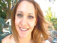 Kinzie Kenner takes all of her clothes before the camera and gives a wild blowjob