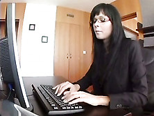 Sexy secretary in stockings fucks her boss