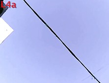 Cute brunettes with juice boxes in an upskirt (fake) video with panties