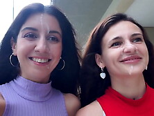 Alluring Neighbors Lick Rod and Get Sperm shot Cums on for Public Cumwalk