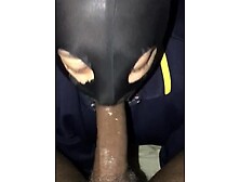 Masked Guy Sucks A Humongous Dick And Deepthroats On It