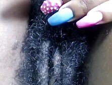 Hairy Black Amateur Close-Up Masturbation Video