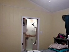 Voyeur Pawg showers,  shaves and bangs herself previous to getting willing