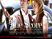 Retro teen goes down on her boyfriend and gets nailed in the driveway on a leather couch