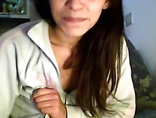 Smiling black brown sweetie satisfies her own poontang