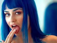 Blue-Haired Chick Jewelz Blu Stimulates Her Wet Pussy With Love