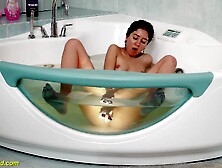 Cute Nipple Pierced Teen Toying Her Tight Cunt Under Water At The Glass Bathtub