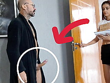 perverted grandpa receives delivery bitch with her cock out!
