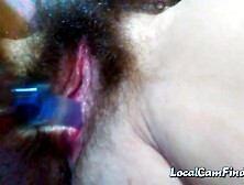 French Brunette Masturbates with Glass Dildo on We