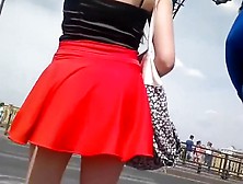 Wind helped so saw an upskirt (fake)