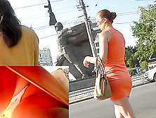 Candid upskirts (fake) featuring amateur MILF with panty pad