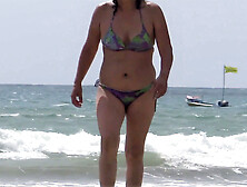 Mature wife enjoys sex on the beach,  full cumshot