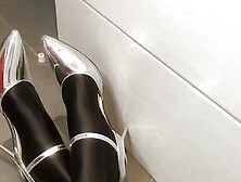 Silver Heels And Spandex Pantyhose