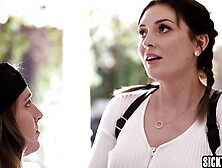 Horny lezbo Charlotte Sins slammed her fine best friend Cadence Lux and attractive babe really liked it