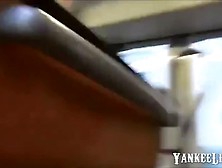 Young German sucking dick in the public bus