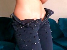 Bondage Fashion Showcase: Kinky Model Wears Leather Boots And Denim Ensemble