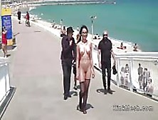 Naked In Fishnets Slut In Public