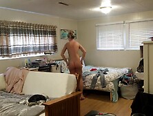 Gorgeous tattoed Step sister busted getting dressed in bedroom after shower