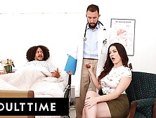 ADULT TIME - Alison Rey Lick And Rides Doctor's HARD Wang In Front Of Her Flaccid Cuckhold Man!