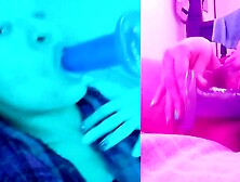 Saturno Squirt,  cyan and pink with hairy cunt masturbates,  with vagina cream ????????