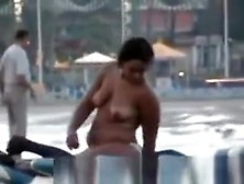 Beach fuck with specatators