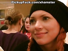 Foxy girl sucks cocks in the restaurant