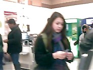 Upskirted (fake) a Very Pretty Hispanic Chick - Pink Panties