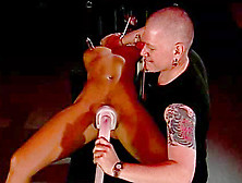 Collar and bondage on spanked girl