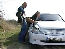 Cora outside oral-job and fucked on car