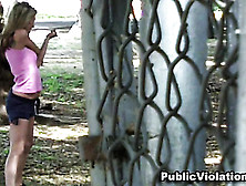 Two Attractive Best Friends Are Recorded As They Go For A Run And Work Out In The Park.