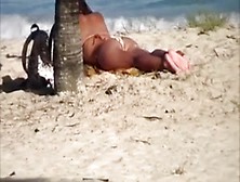 Delightful miniature brunette hair hair on the beach attracts my attention
