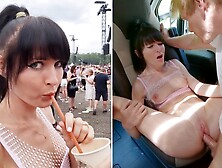 Festival Chick Pounded Hard in Campervan!!! Double SPERM to Gigantic Squirting Twat