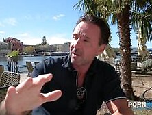 Candee Licious and Shalina Devine next to outdoor pool lesbian massage & dildo scenes