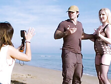 Photoshoot and sex on the shore with hot Frida Sante and Georgie Lyall