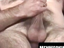Hairy Old Man Jerks Off Solo - Close-Up View Of His Huge Dick