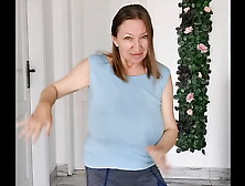 Busty Braless GILF MariaOld's Sporty Groove: Strip Dancing in Style!