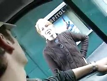 Teen in a sweater picked up and fucked in car