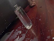 Fishnet oiled brunette slut gets split in half