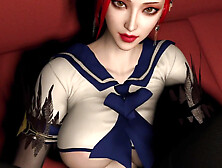 3D Redhead Mature Slut Teasing with Big Cock and Got Orgasm Several Times